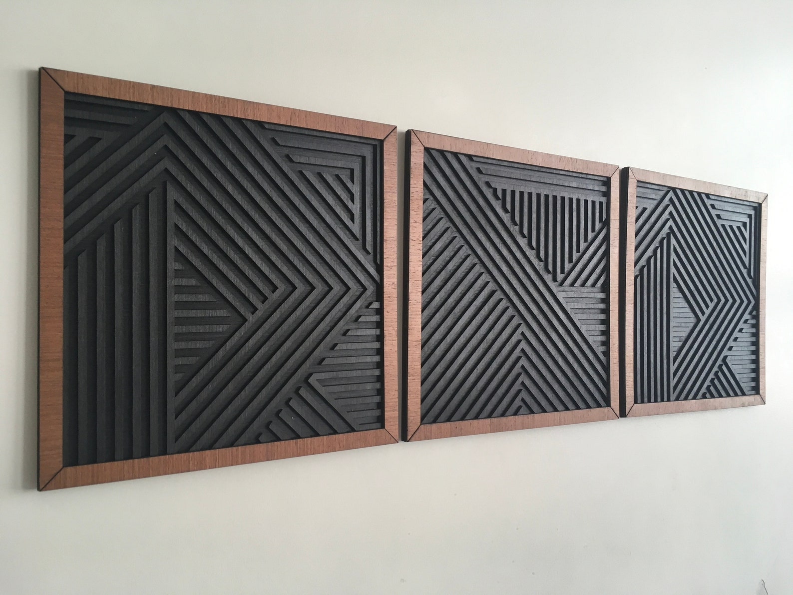 Geometric Wood Wall Art (set of 3) - Modern Wood Art - Minimal - Etsy