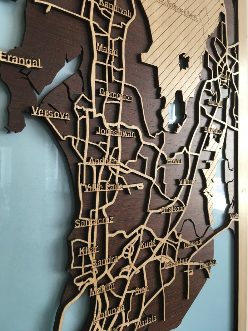 Wooden City Map Mumbai modern Wall Decor, Wood Wall Hang, Wood Burning Art Etsy