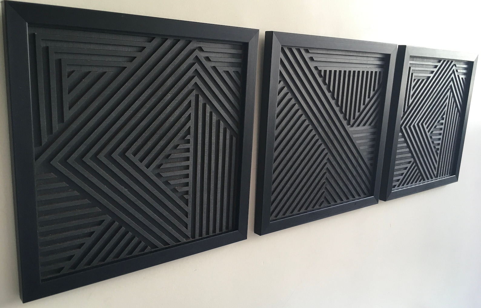 Geometric Wood Wall Art (set of 3) - Modern Wood Art - Minimal [WITH ...