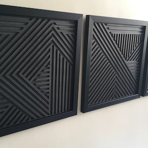 Geometric Wood Wall Art (set of 3) - Modern Wood Art - Minimal [WITH ...