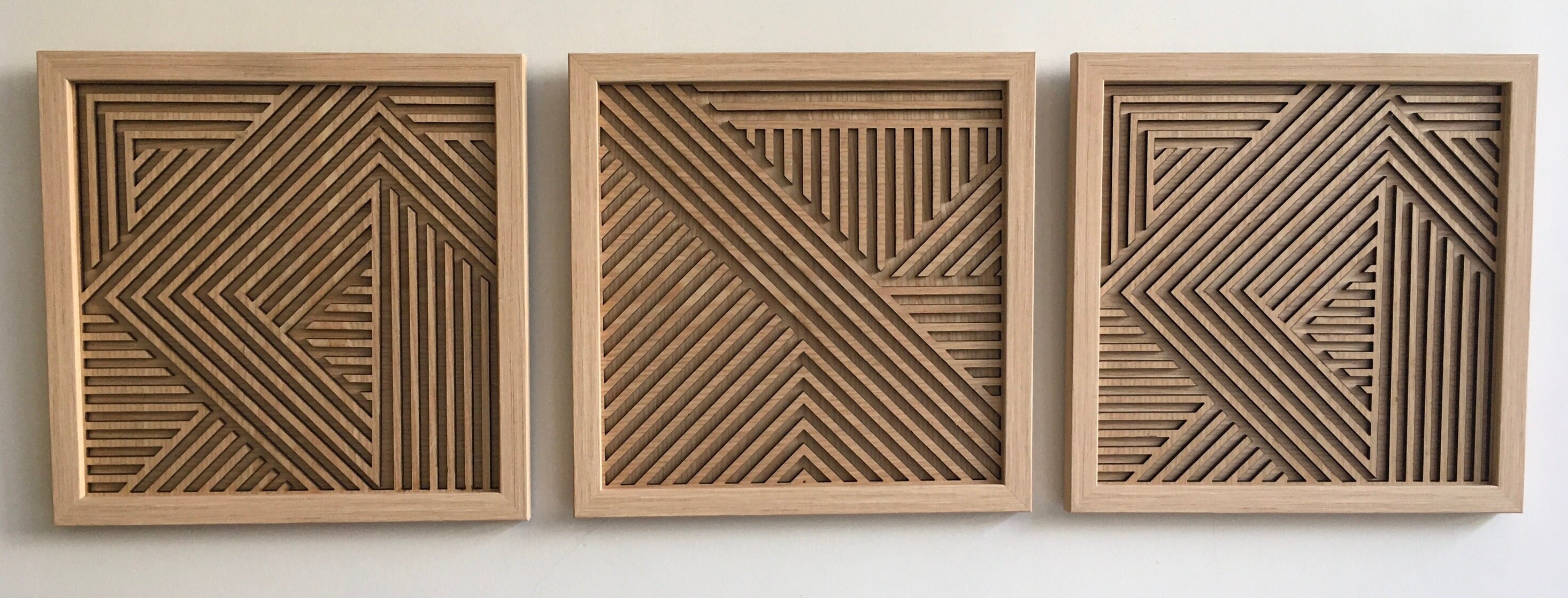 Geometric Wood Wall Art (set of 3) - Modern Wood Art - Minimal [WITH ...