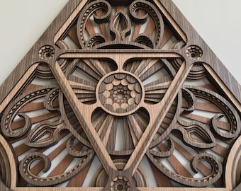 Triangle - Hypnotic Shapes (Extra large wall art abstract, Ethnic Art, Home Decor, Wood Wall Hang Decor, Wood burning art, Wooden decor)