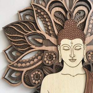 Buddha Wall Art, Tree of Life Wall Decor, Wood Burning Art, Wood Wall Hang Decor, Mindfulness gift, Extra large wall art abstract image 10