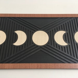 Moon Phases Wood Wall Art Modern Wood Art Lunar Phases Full moon New moon Moon knight image 3