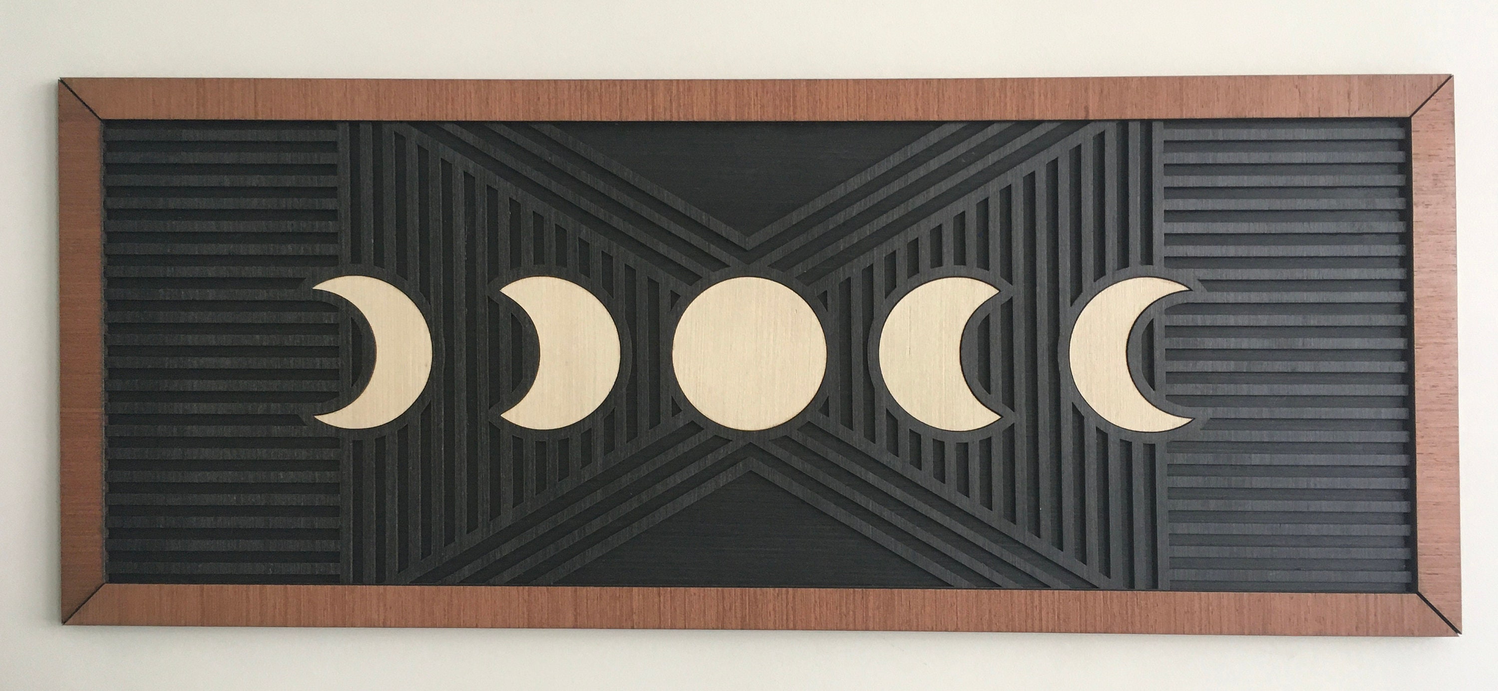 Moon Phases Wood Wall Art - Modern Wood Art - Lunar Phases - Full Moon ...