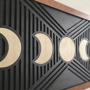 Maanfasen Houten Wandkunst - Moderne Houten Kunst - Maanfasen - Volle maan - Nieuwe maan - Maanridder