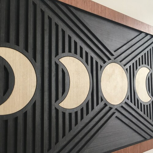 Moon Phases Wood Wall Art Modern Wood Art Lunar Phases - Etsy