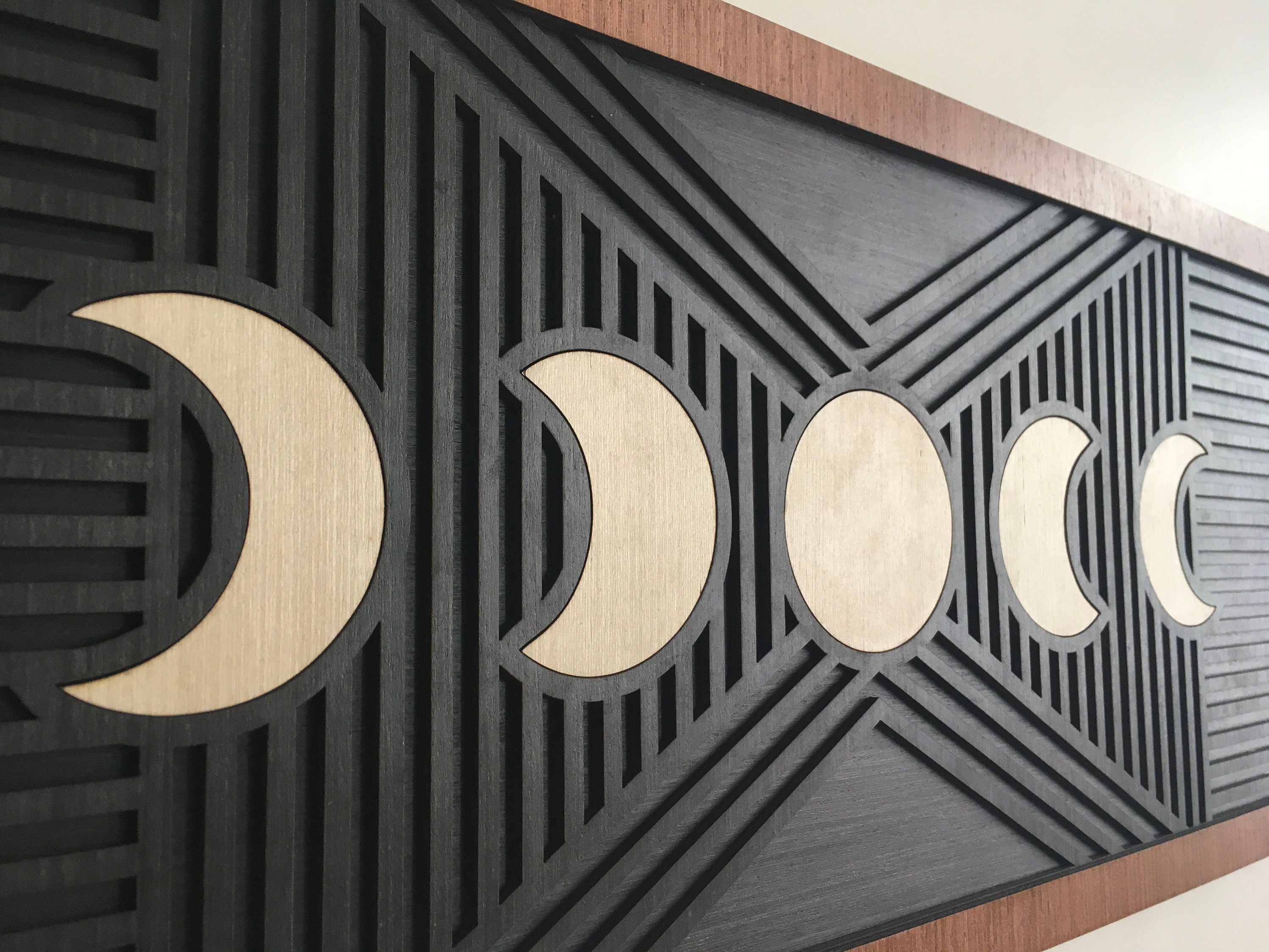 Moon Phases Wood Wall Art - Modern Wood Art - Lunar Phases - Full Moon ...