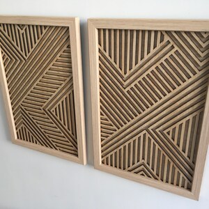 Geometric Wood Wall Art (set of 2) - Modern Wood Art - Minimal [WITH ...