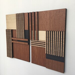 Geometric Wood Wall Art (set of 2) - Modern Wood Art - Minimal - Flutes ...