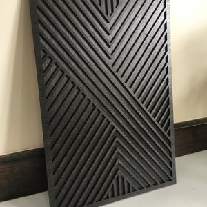 Geometric Wood Wall Art - Modern Wood Art - Minimal - Wood Paintings - Charcoal Black - House Warming Gift
