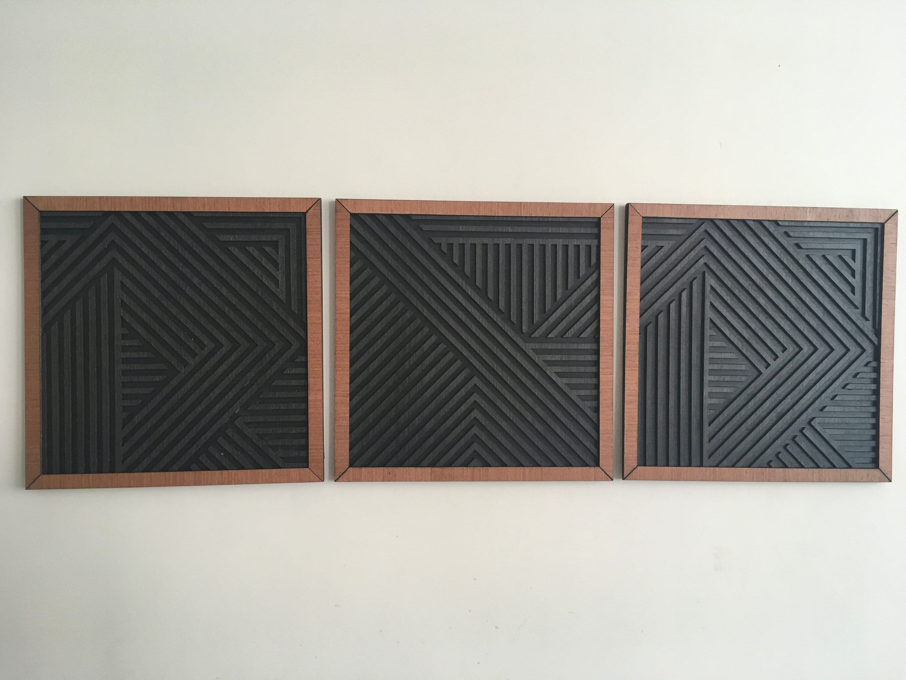 Geometric Wood Wall Art set of 3 Modern Wood Art Minimal - Etsy Canada