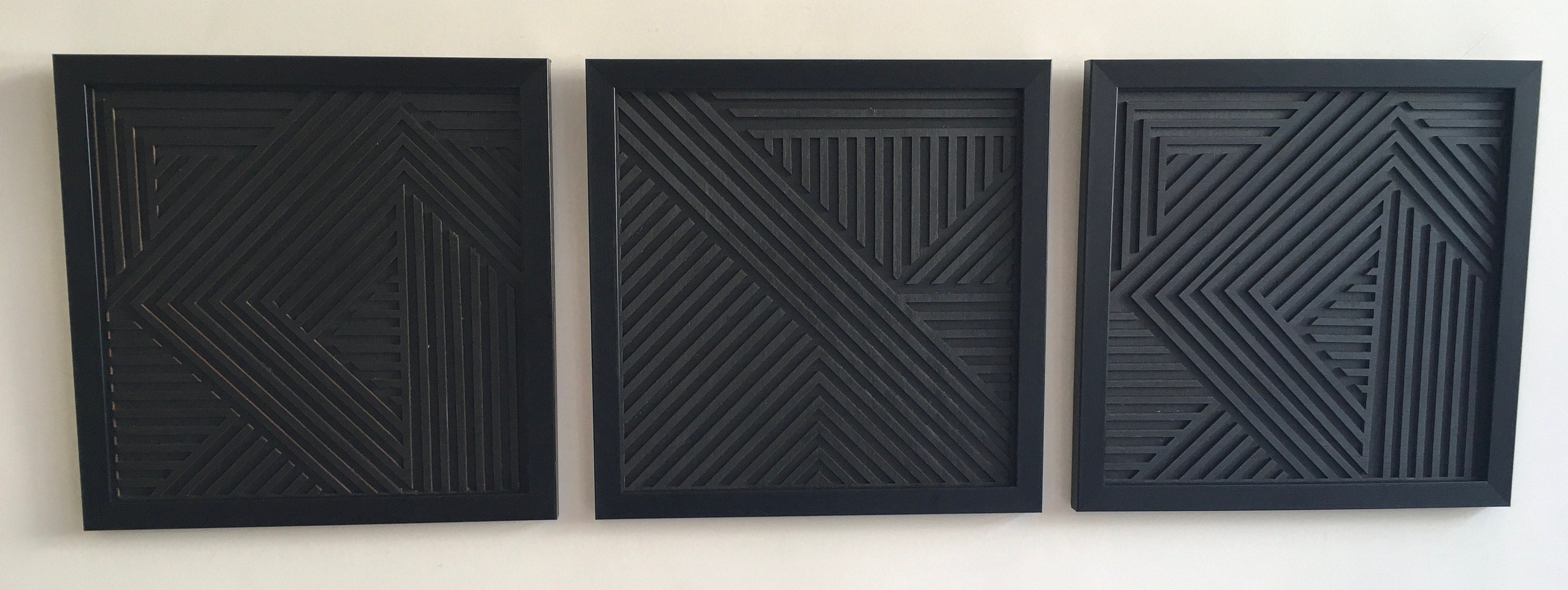 Geometric Wood Wall Art (set of 3) - Modern Wood Art - Minimal [WITH ...