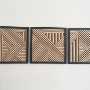 Geometric Wood Wall Art (set of 3) - Modern Wood Art - Minimal - Oak ...