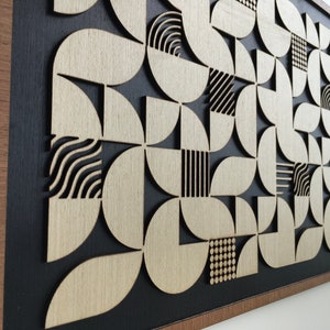 Geometric Abstract Wood Wall Art - Modern Wood Art - Minimal - Black ...