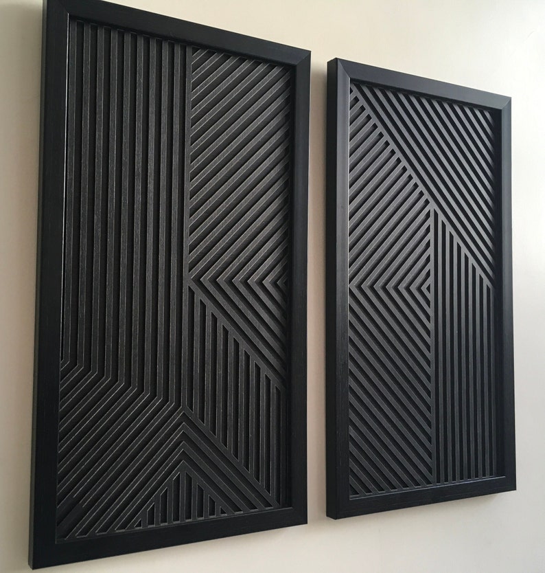 Geometric Wood Wall Art (set of 2) - Modern Wood Art - Minimal [WITH ...