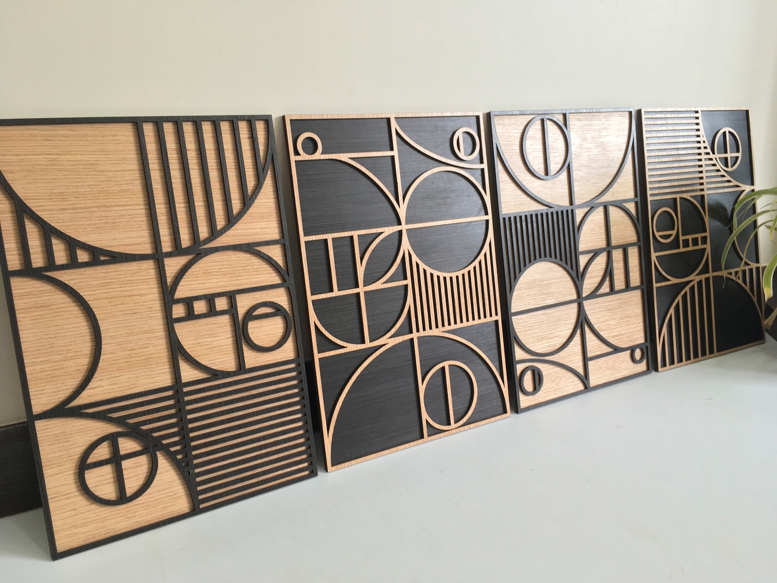 Bauhaus Wood Wall Art set of 2 set of 4 Modern Wood Art Etsy