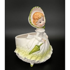 Relpo Lady Planter Girl Southern Belle Groene Bonnet Parasol # 6172 Vintage