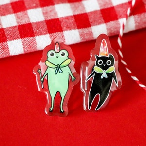 Wizard Cat Frog Acrylic Pins | Cute Funny Bag Jacket Acrylic Pin couple friend gift jewelry accessory