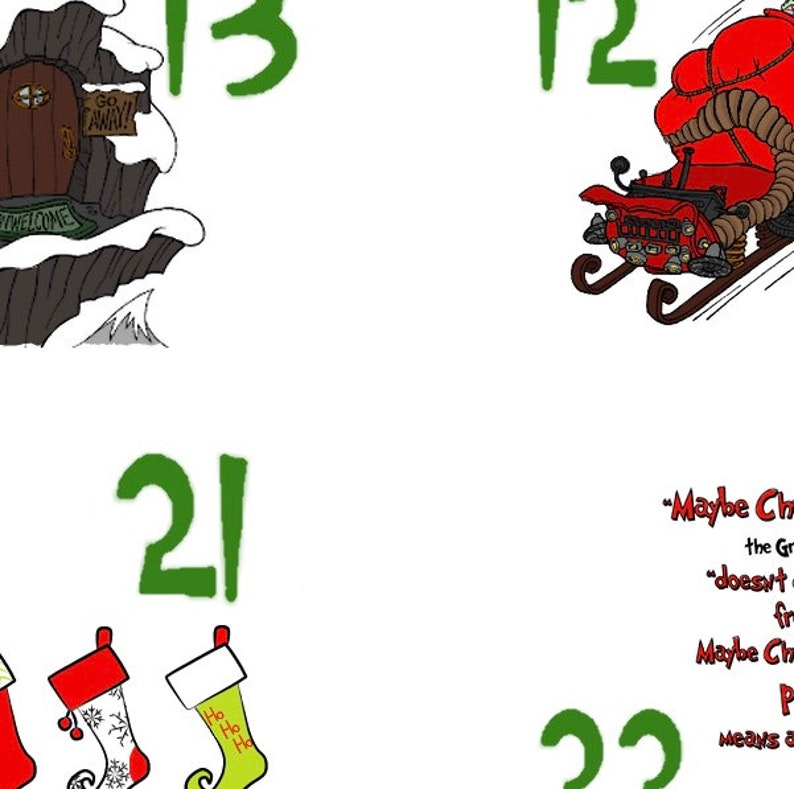 Grinch Advent Calendar Printable Etsy