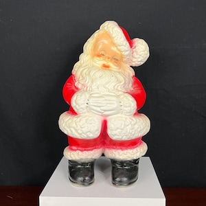 Vintage 1960s Large Ceramic Winking Santa Bank - Hand Painted Atlantic Mold with Original Price Stickers - 14&quot; Tall