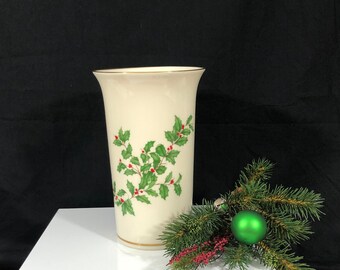 LENOX レノックス Holiday Vase クリスマス ホリデー ベース Lenox HOLIDAY Vase Holly & Berry Flower Vase Cursive L