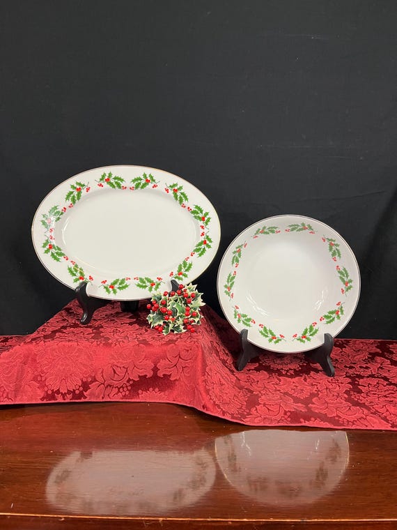 Christmas China Holly Holiday Christmas Dishes Winter Holiday