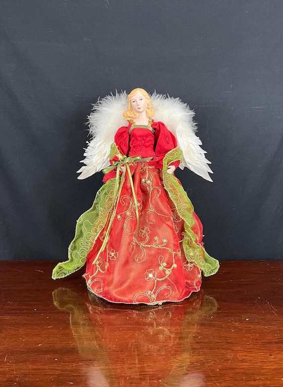 angel tree topper red dress Amazon.com: Valery Madelyn Lighted Christmas Tree Topper Angel with Timer, 12 Inch Luxury Red Gold Fabric Small Angel Tree Topper with Lights for Christmas Tree Decoration, Battery Operated, Valentines Gifts : Home