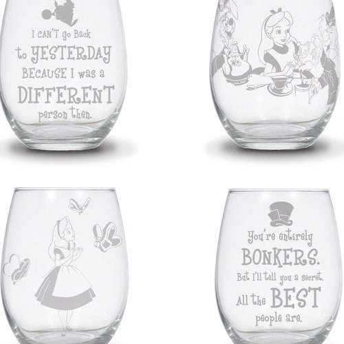 Alice in Wonderland Figure Wine Glasses Etsy