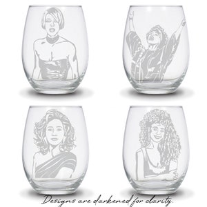 Whitney Houston Celebrity Stemless Wine Glass. 20.5oz Glass.