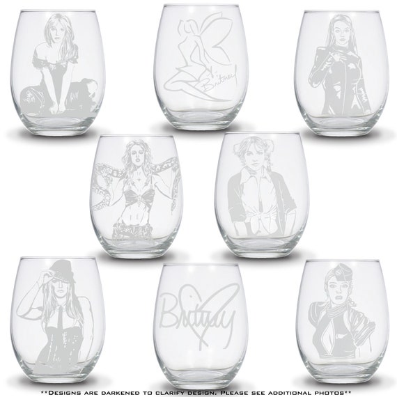 Britney Spears Stemless Wine Glass. 20.5oz Glass. ...Baby One More Time, Me Against the Music, Slave 4 U.