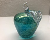 Signed art glass paperweight Apple unknown studio glass