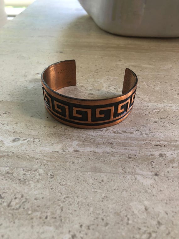 Solid copper cuff bracelet- Black & copper tone - image 4