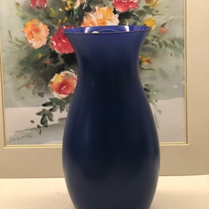 Vaso vintage in cristallo al piombo Bleikristall Germania 24 blu felicità