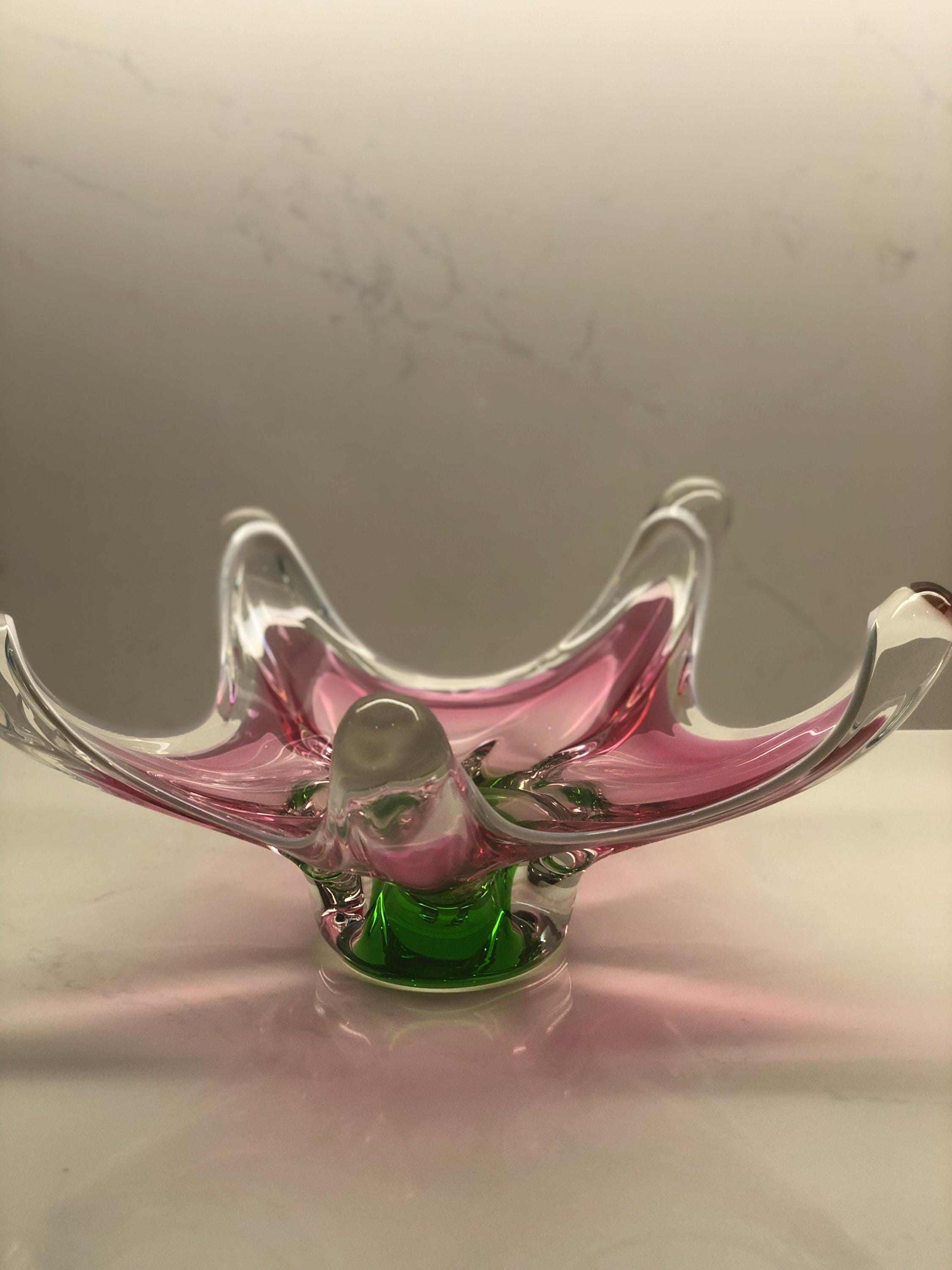 Vintage Czech Bohemian Chribska Art Glass Bowl Josef Hospodka Bowl