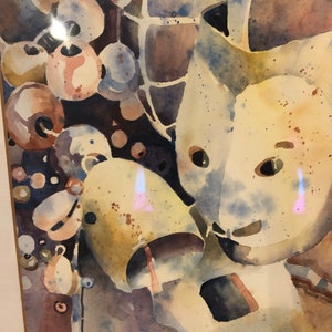 Surrealist, dreamscape watercolor painting signed wall accents