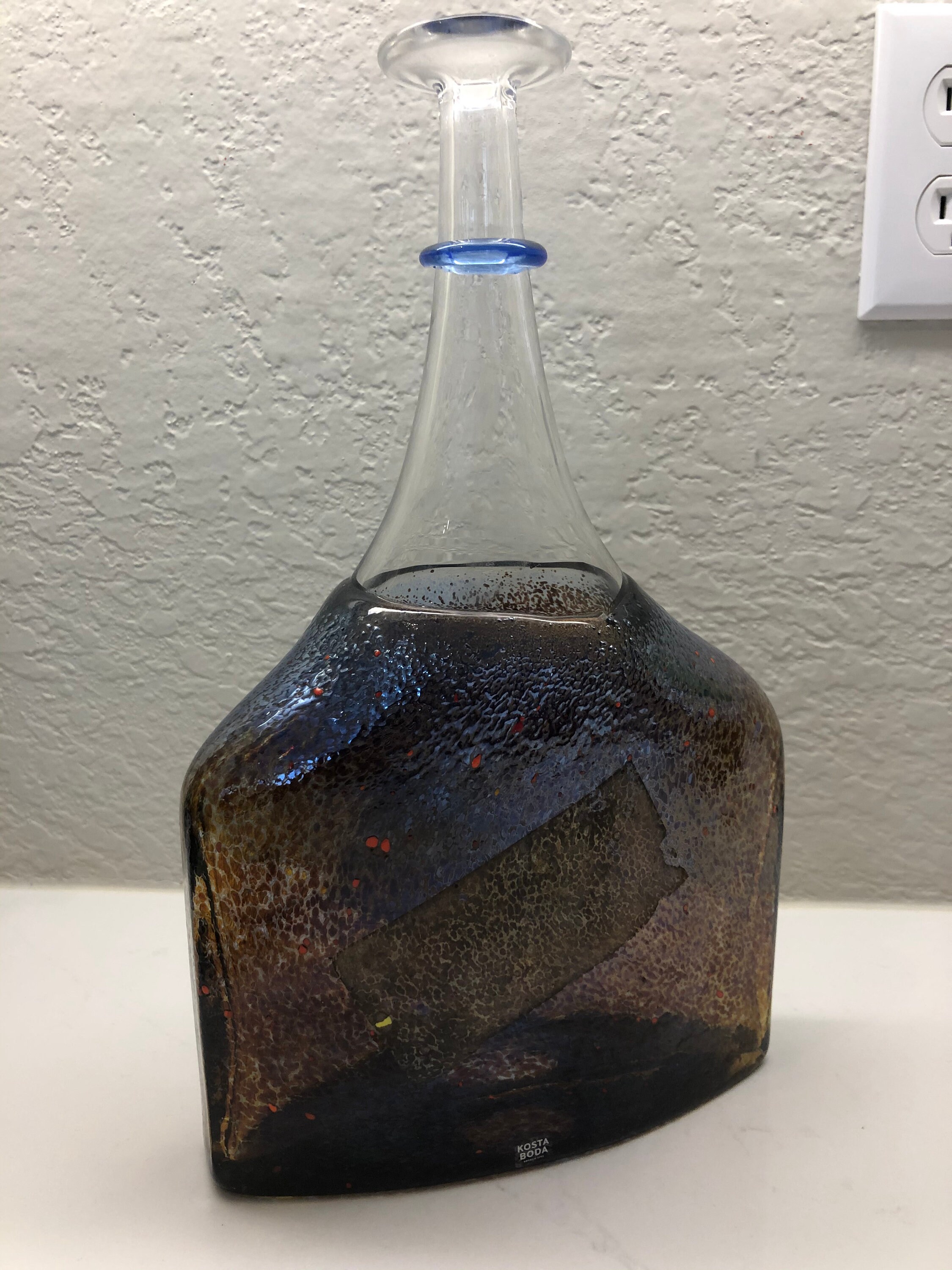 KOSTA BODA Glass BERTIL Vallien Sweden Satellite Bottle Vase 12 1
