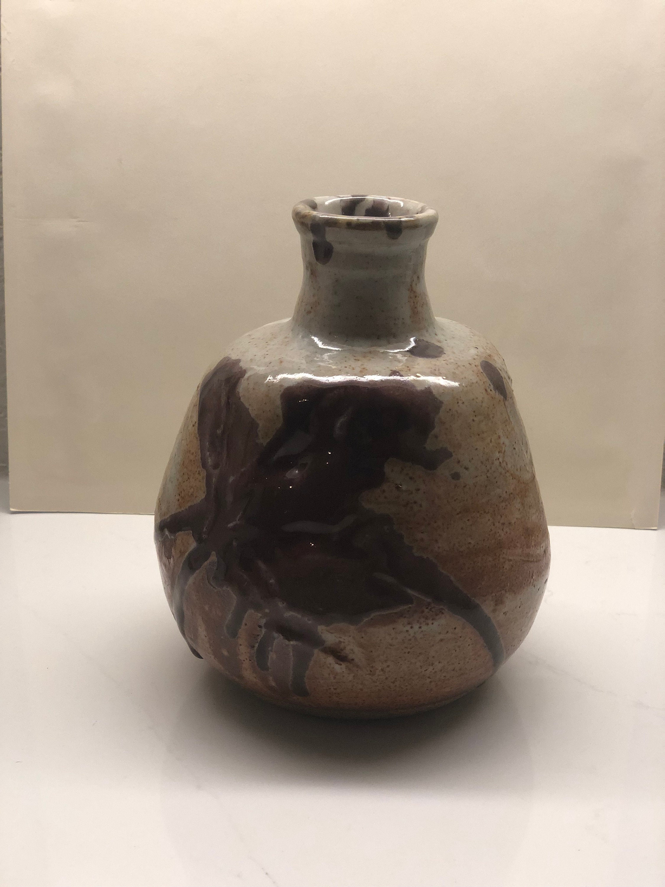 Vintage Artist Signed Brutalist Studio Art Pottery Vase Mid Century ...