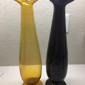 Art  glass rare vases bottles purple and amber , art glass , home accents