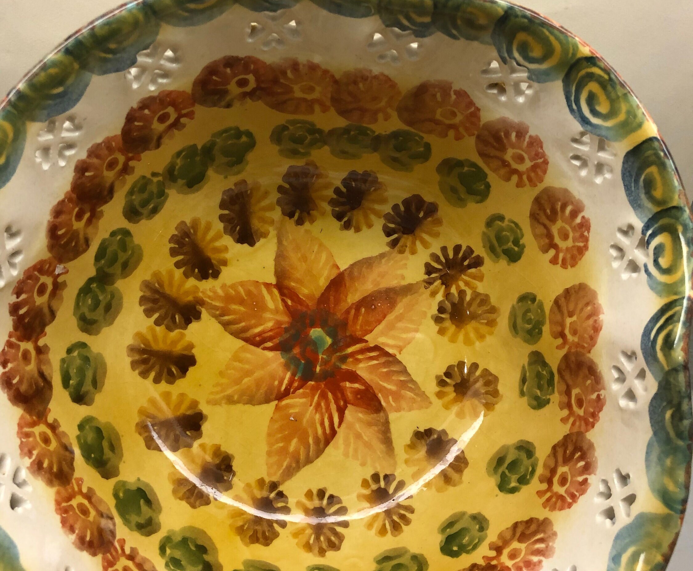 Vintage Hand Painted Italica Ars Italy Ceramic Floral Cutout