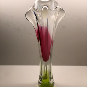 Bohemia Art Glass Vase By Jozef Hospodka For Chribska 1960&#39;s With Defect Read