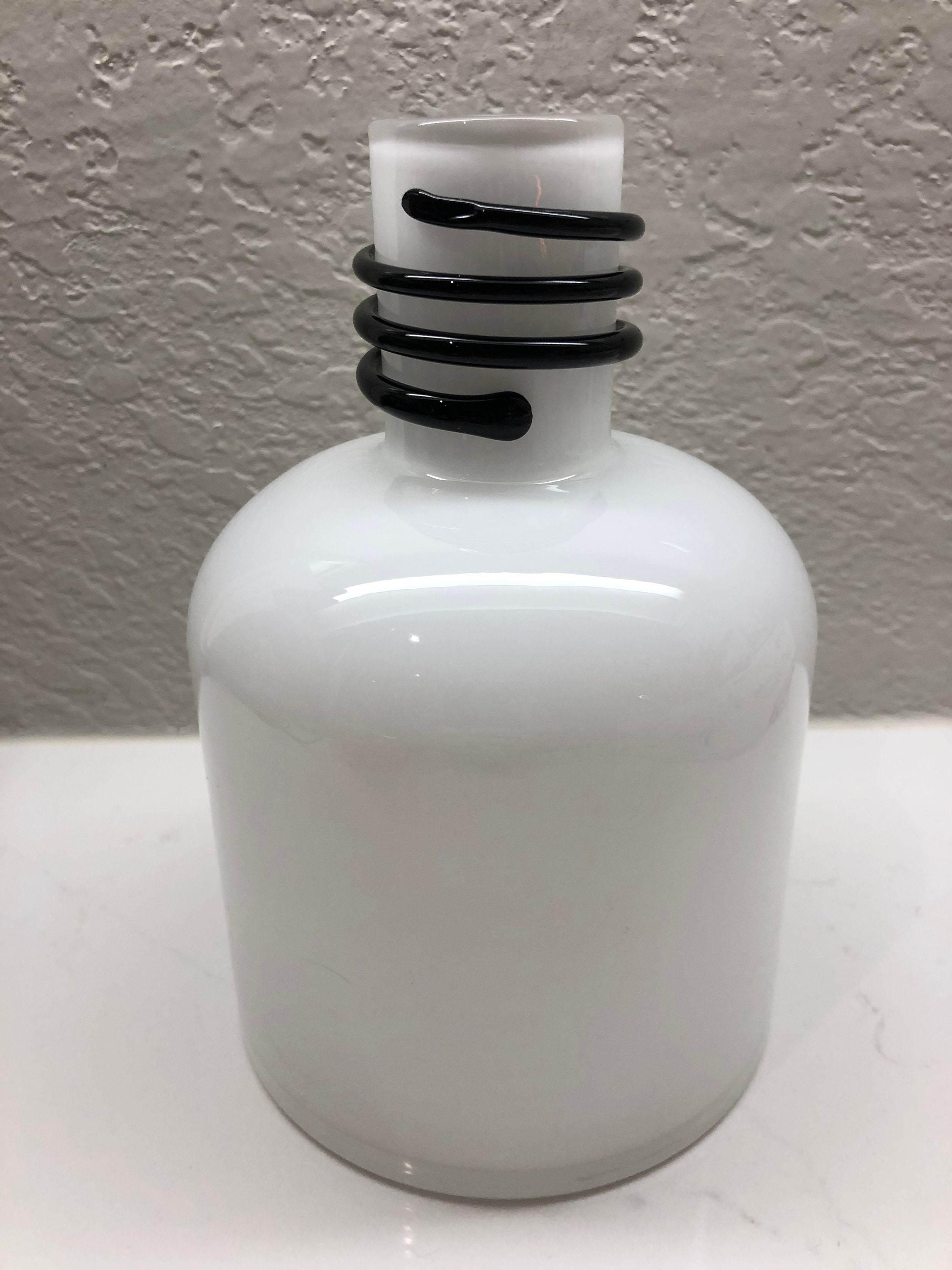 Glass Art of Jerzy Słuczan-Orkusz White Cased Vase Poland Hand Blown Vintage