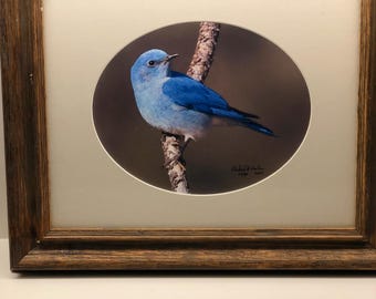 Richard Hahn print signed limited edition bluebird wall decor 17 to 13