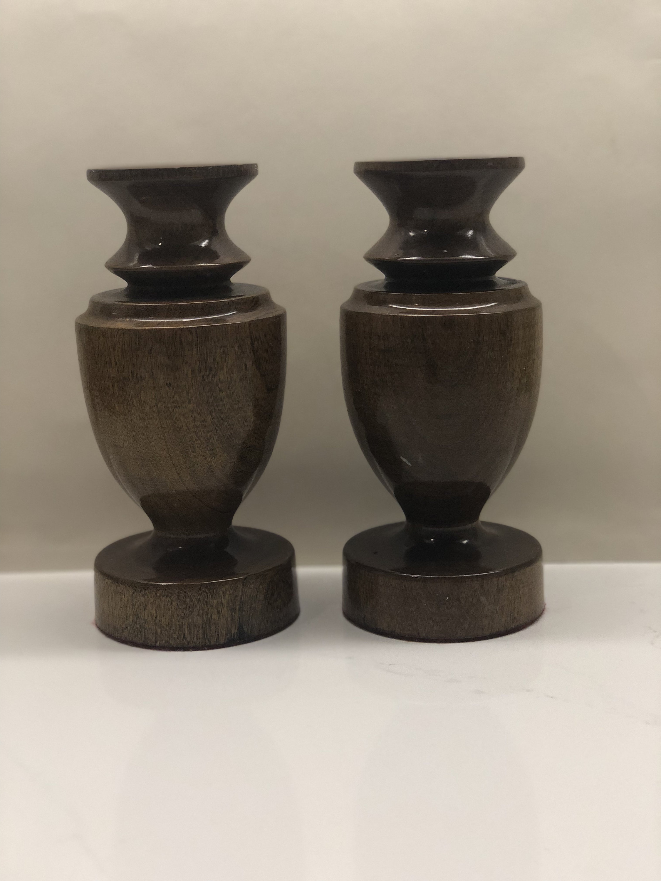 Vintage Pair of Mid-century Modern Hand Turned Wood Candle Stick ...