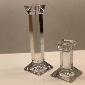 Villeroy & Boch Pisa Lead Crystal Candlesticks Clear Square 8” And 4” Made in Germany home decor
