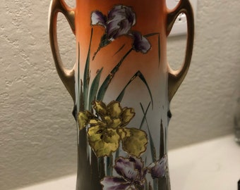 Royal  nippon Nishiki hand painted floral vase gold moriage large 16 inches collectible rare