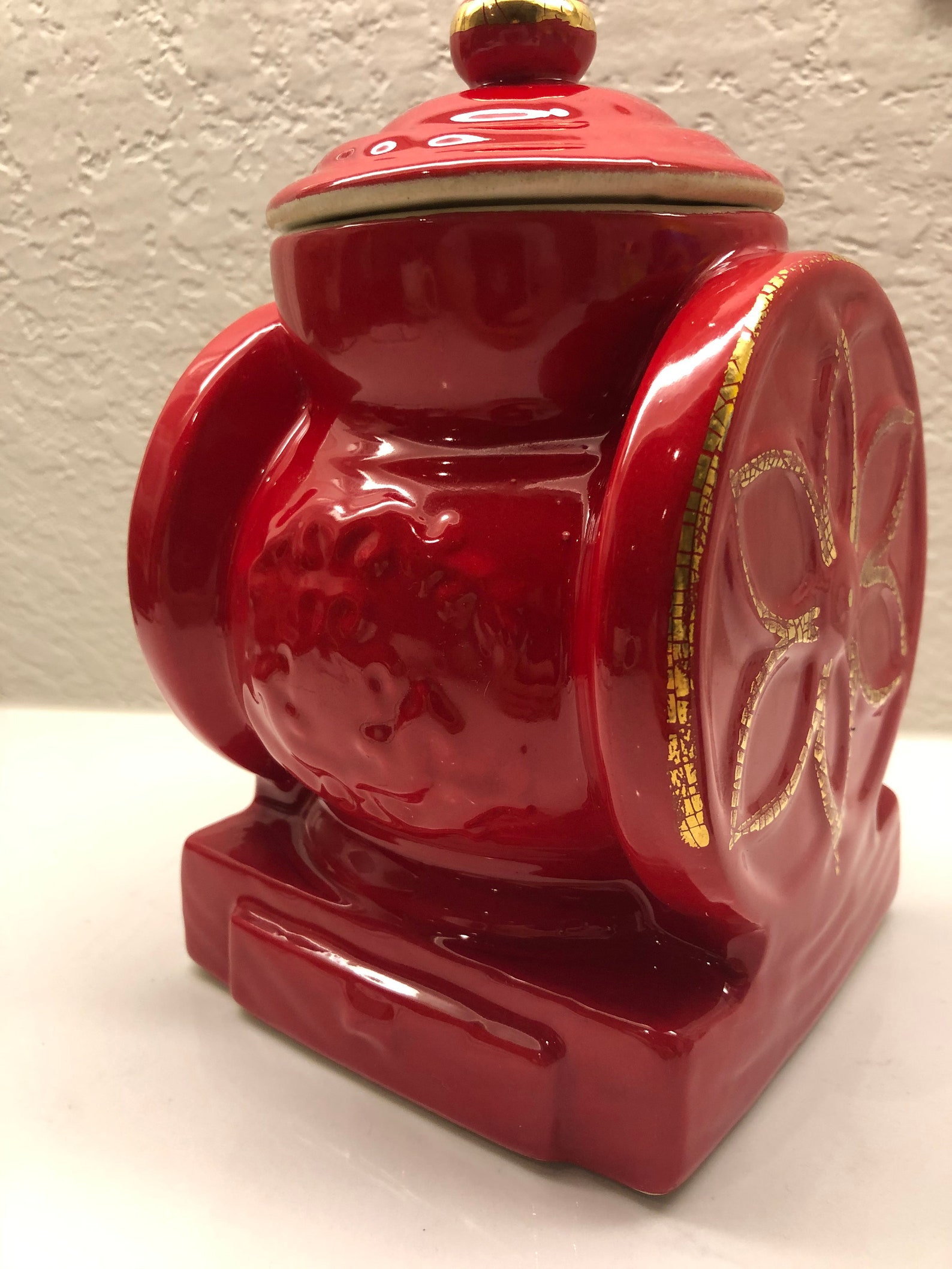 Vintage House of ster Red Ceramic Coffee Grinder Cookie Jar Etsy