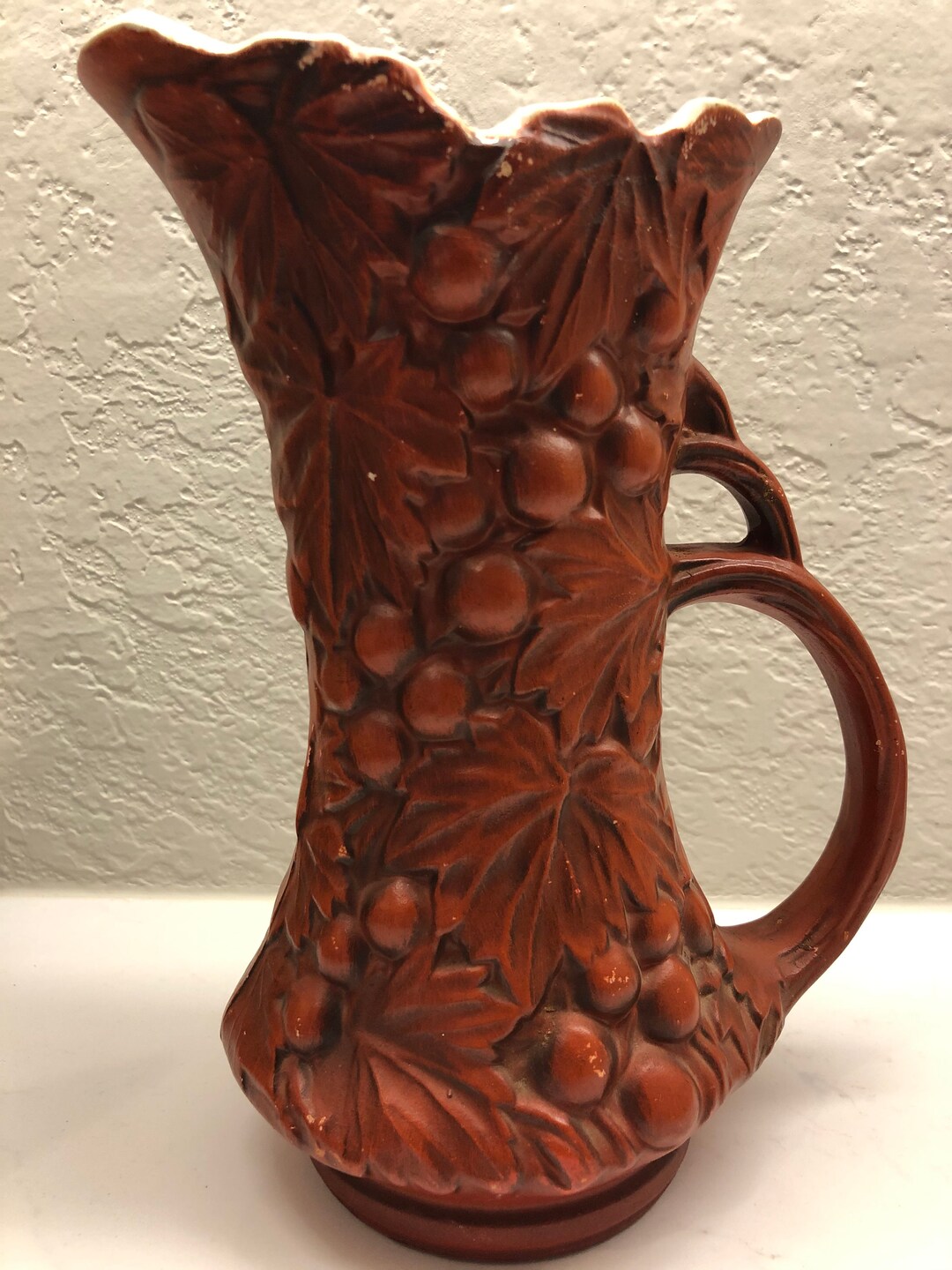 Vintage Mccoy Pottery #616 Red Finish Grape Pitcher Vase 9.25" - Etsy