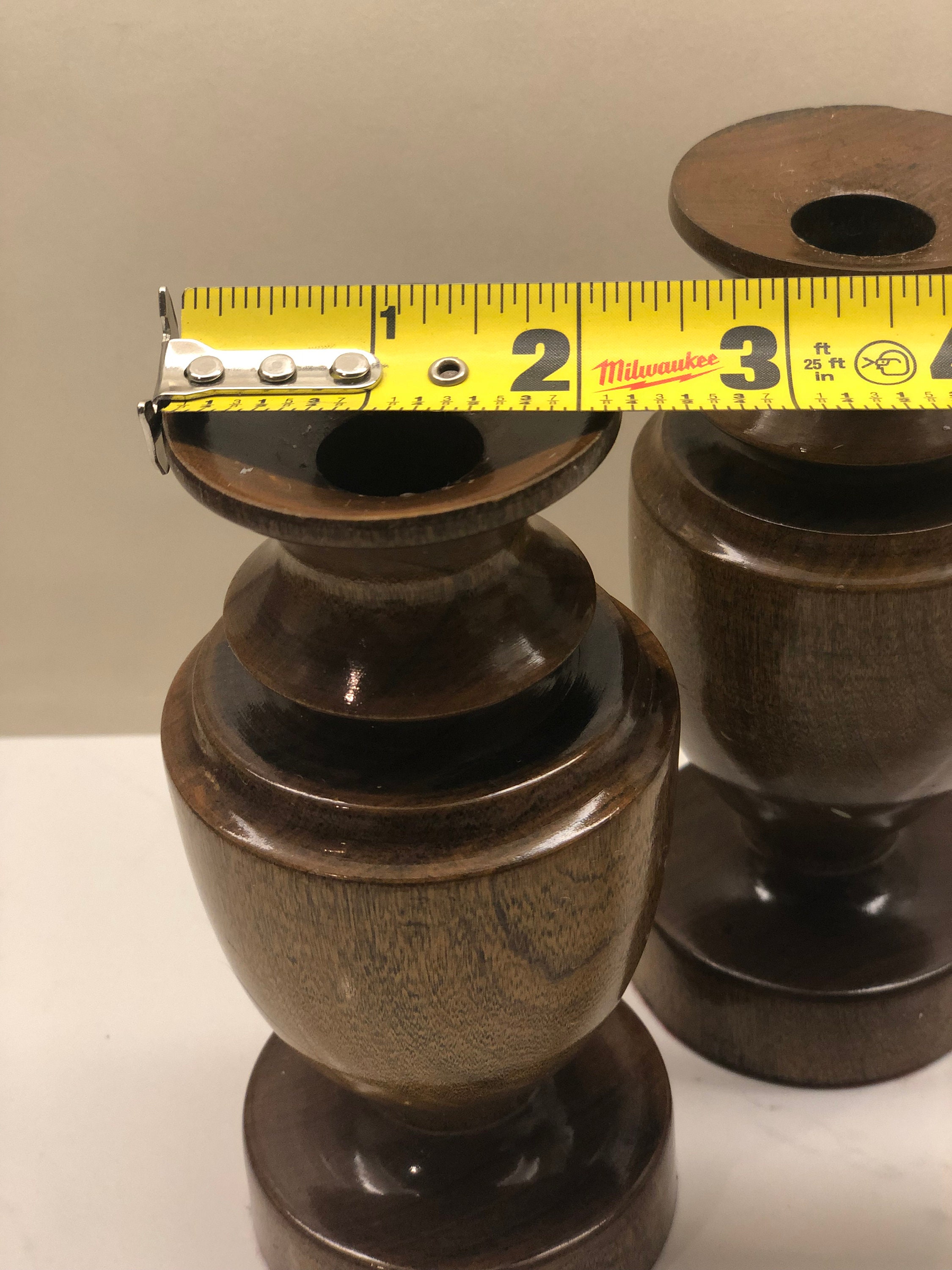 Vintage Pair of Mid-century Modern Hand Turned Wood Candle Stick ...