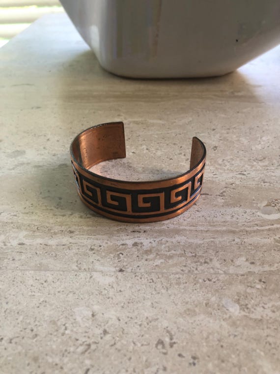 Solid copper cuff bracelet- Black & copper tone - image 6